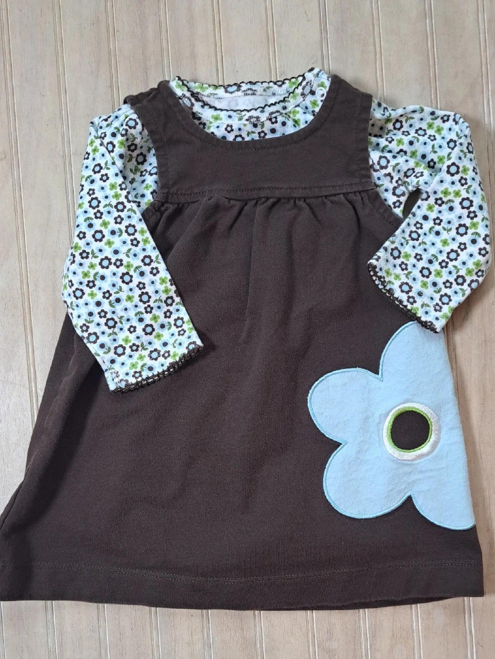 Carter's 2 Piece 100% Floral Flower Bodysuit Jumper Dress Set 6M Y2k Retro